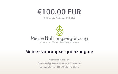 Geschenkgutschein (20€ bis 100€ wählbar) - Meine-Nahrungsergaenzung.de
