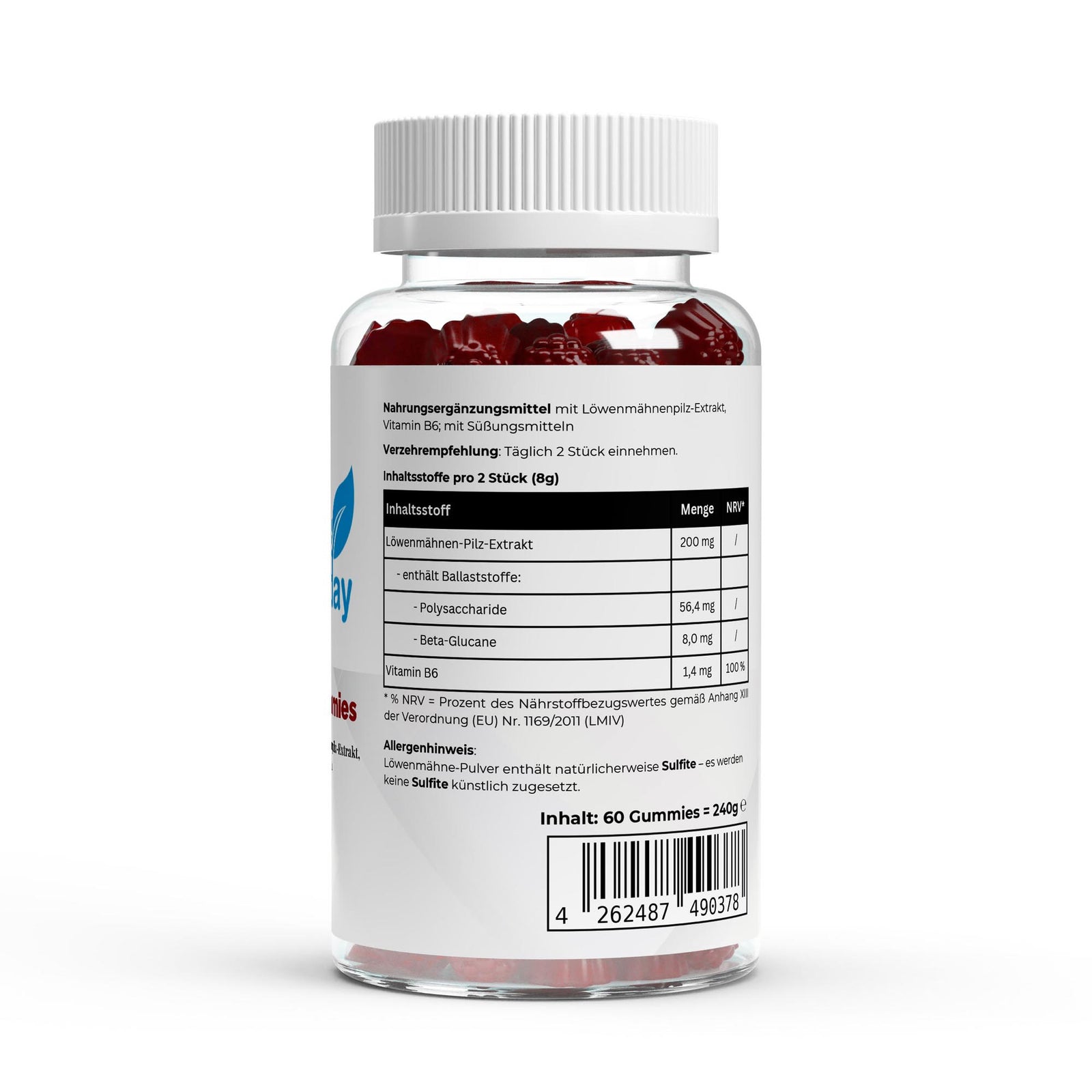 Löwenmähne + Vitamin B6 Gummies - 60 Stk.